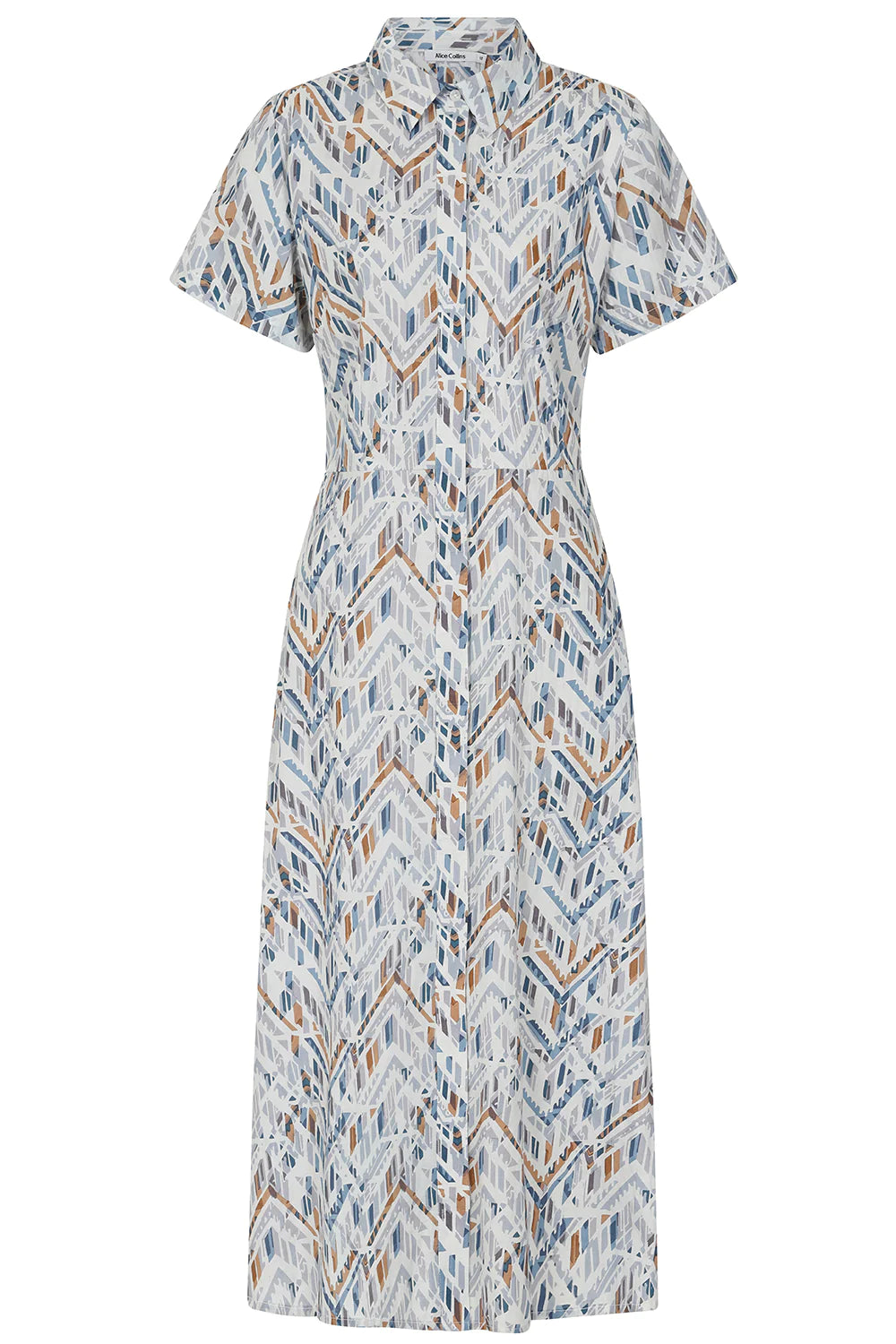 Alice Collins Eleanor Dress Aztec Blue Jasmine boutique hyndland