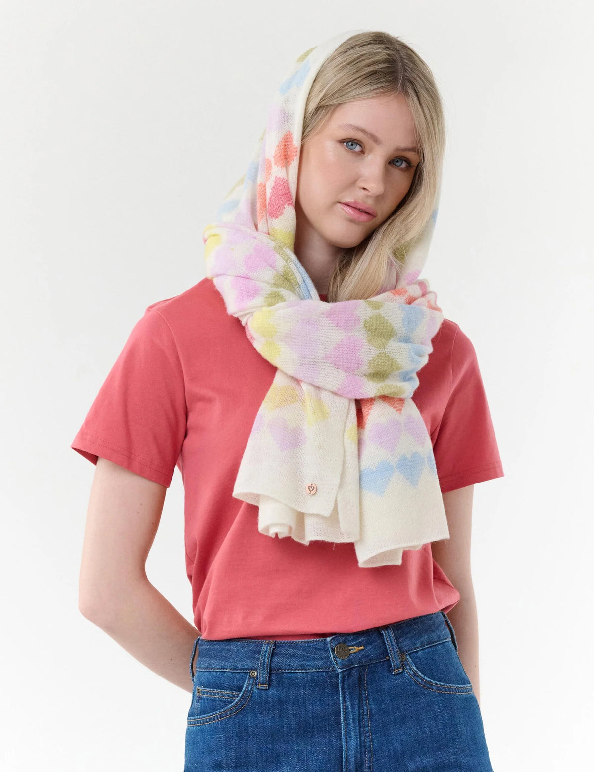 Fraas Virgin Wool Hearts Scarf