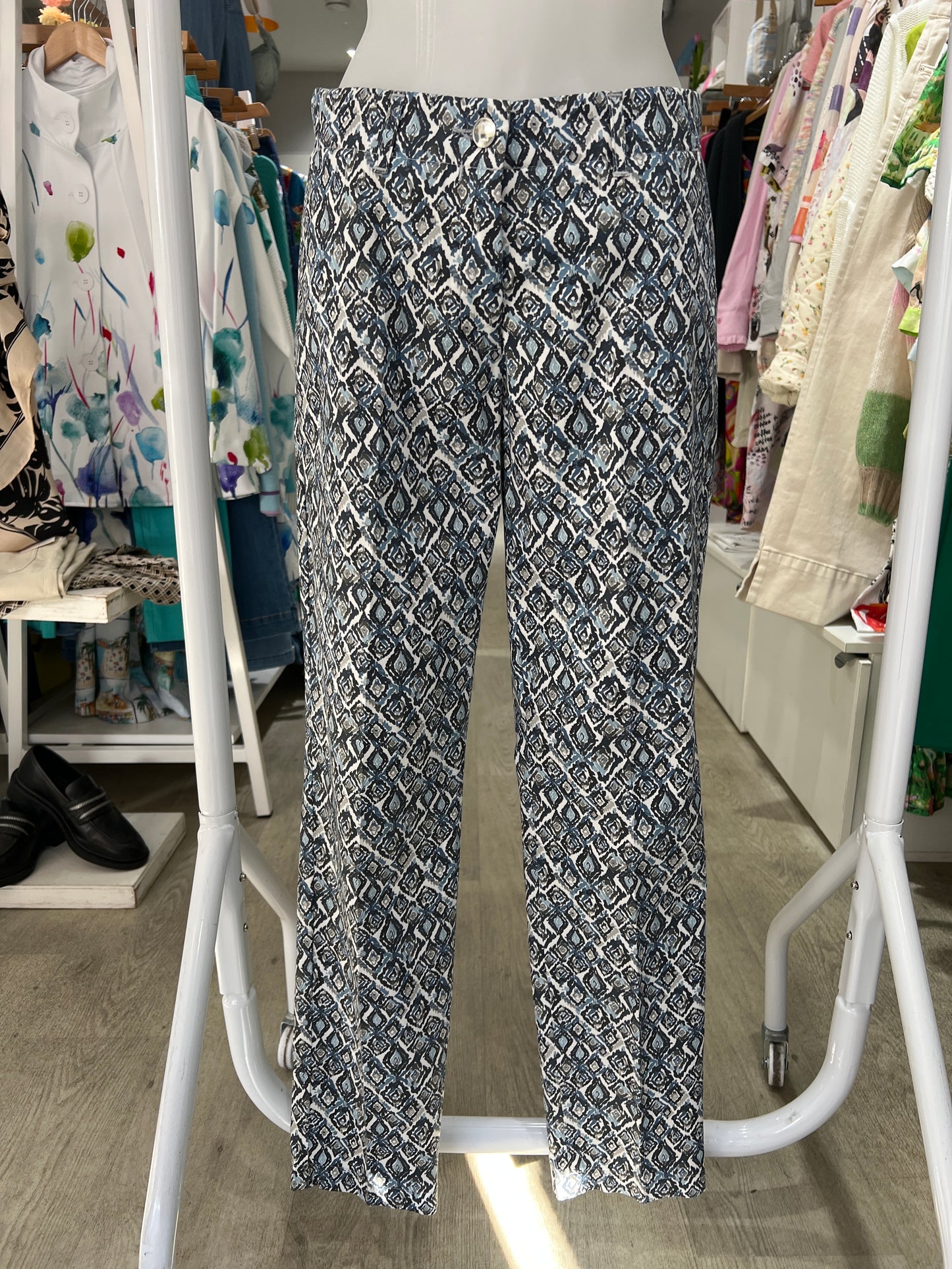 Brax Maron S Blue Diamond Pattern Trousers