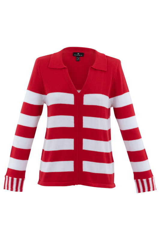 Marble Red Stripy Sweater