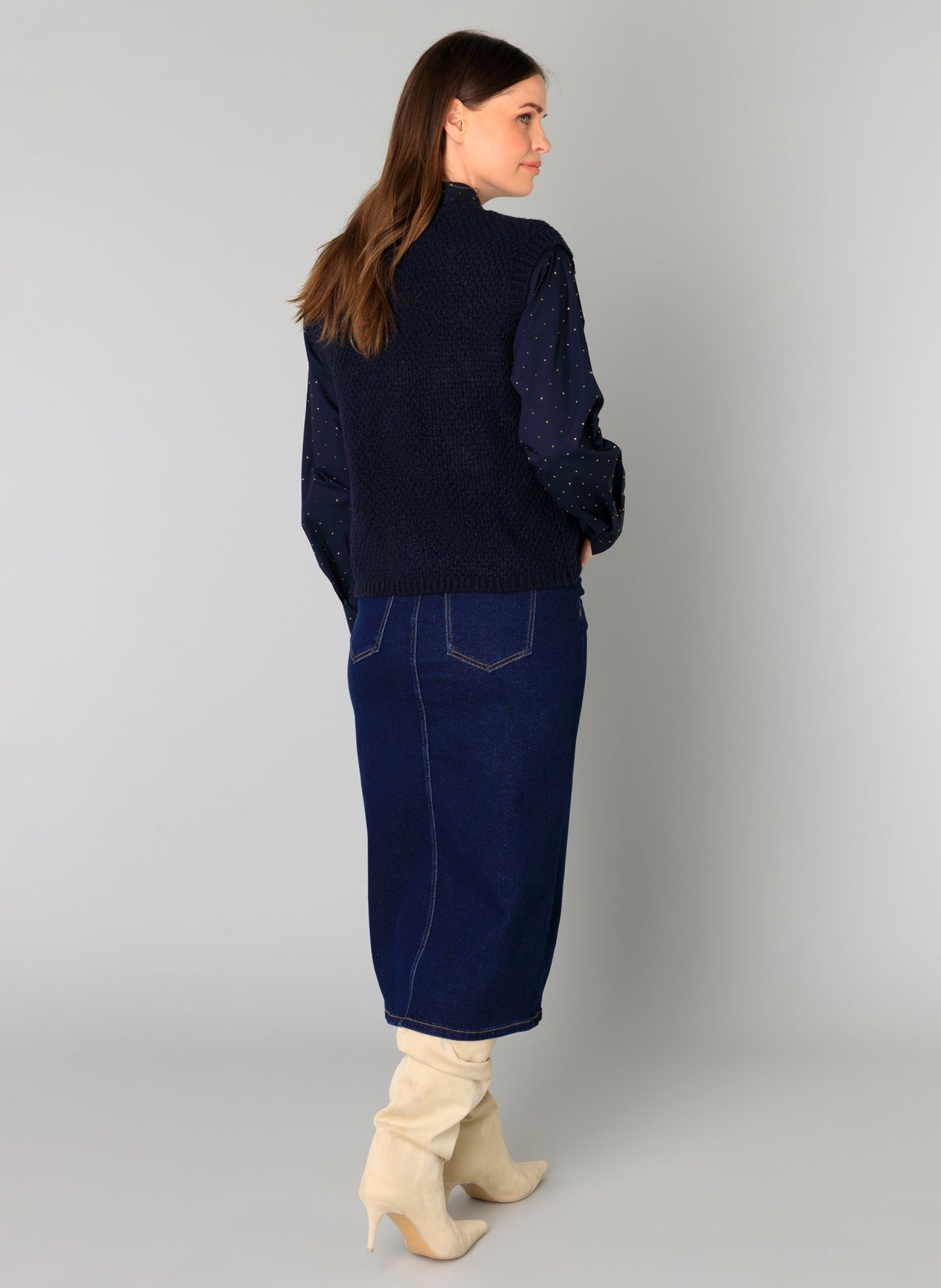 Yest Brenda Navy Knit Vest