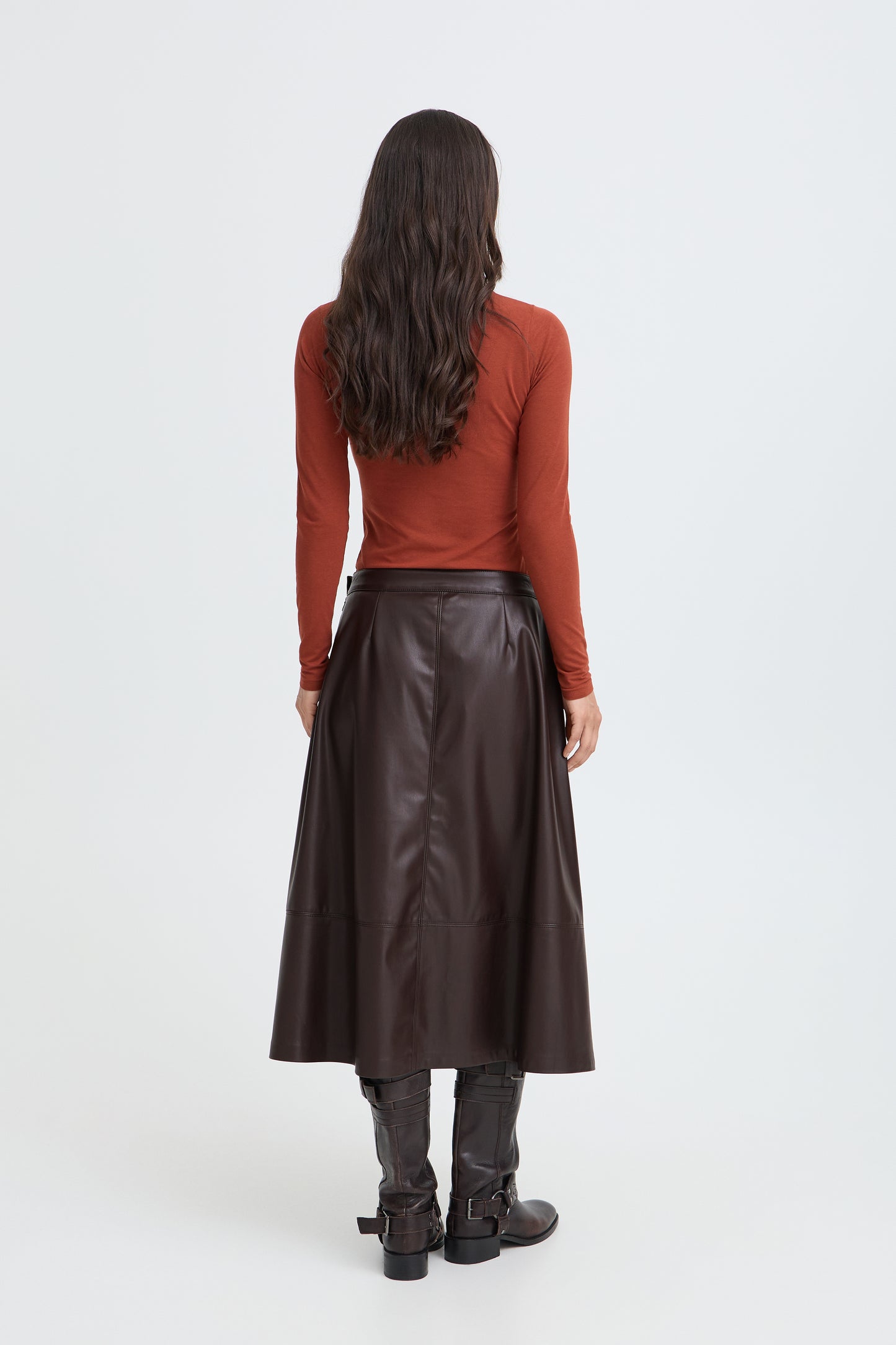 B.Young Daja Faux Leather A-Line Skirt