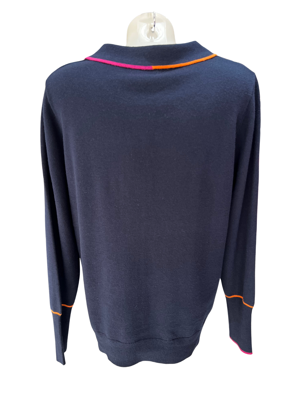 See Saw Collared Trim Sweater