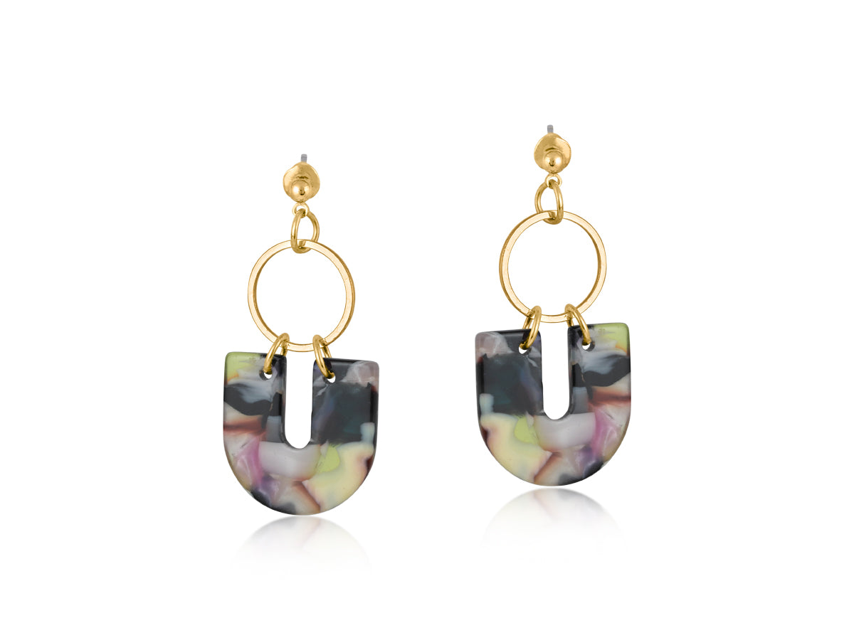 Big Metal Statement Resin and Metal Earrings
