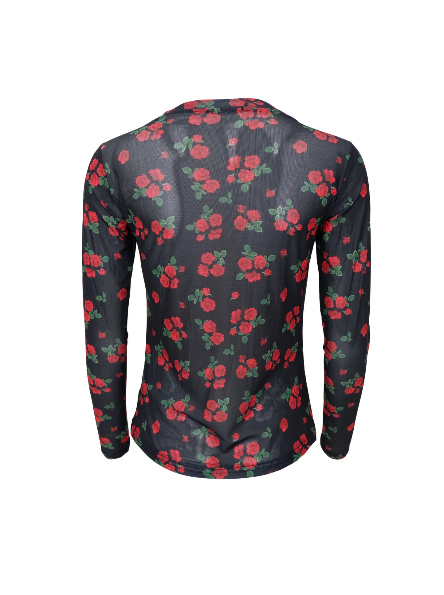 Black Colour Annie Red Flower Mesh Blouse