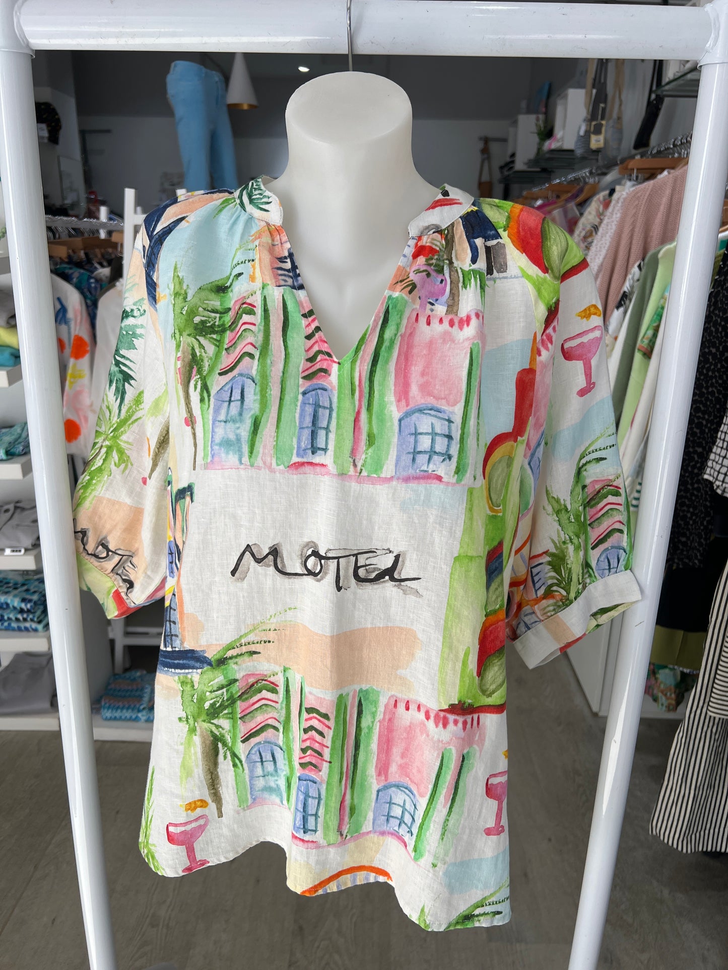 Kaleido Motel Print Linen Top