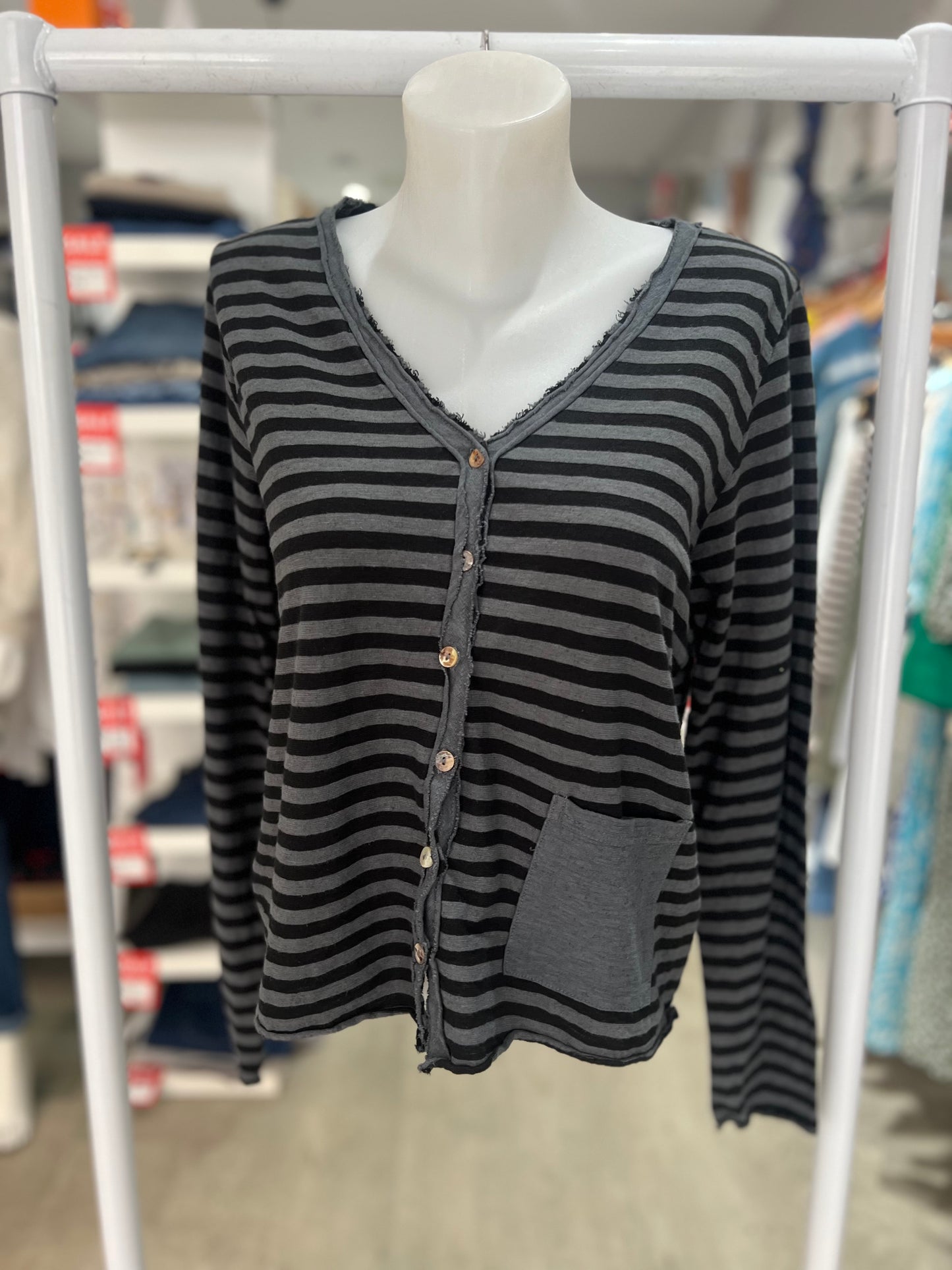 Cut Loose Crop Stripe Cardigan