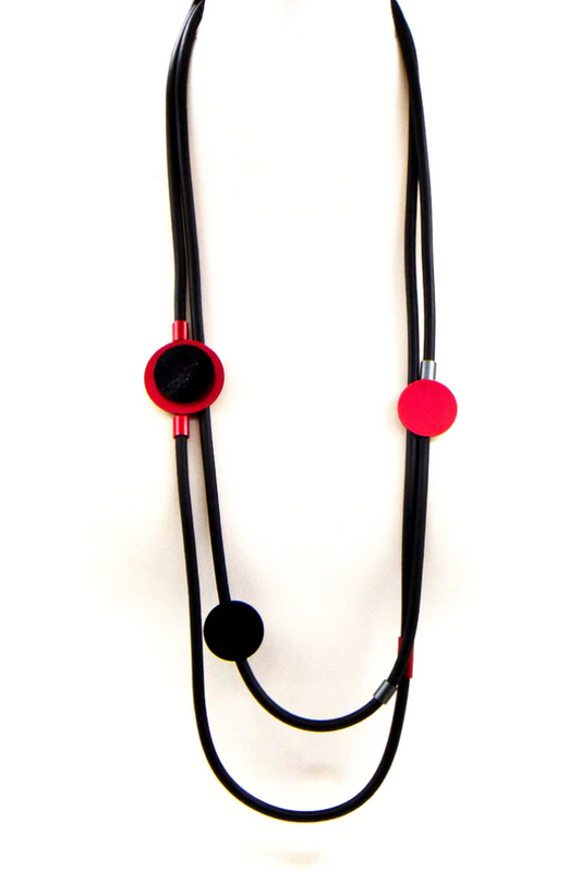 Tempest Double Strand Red Disc Necklace
