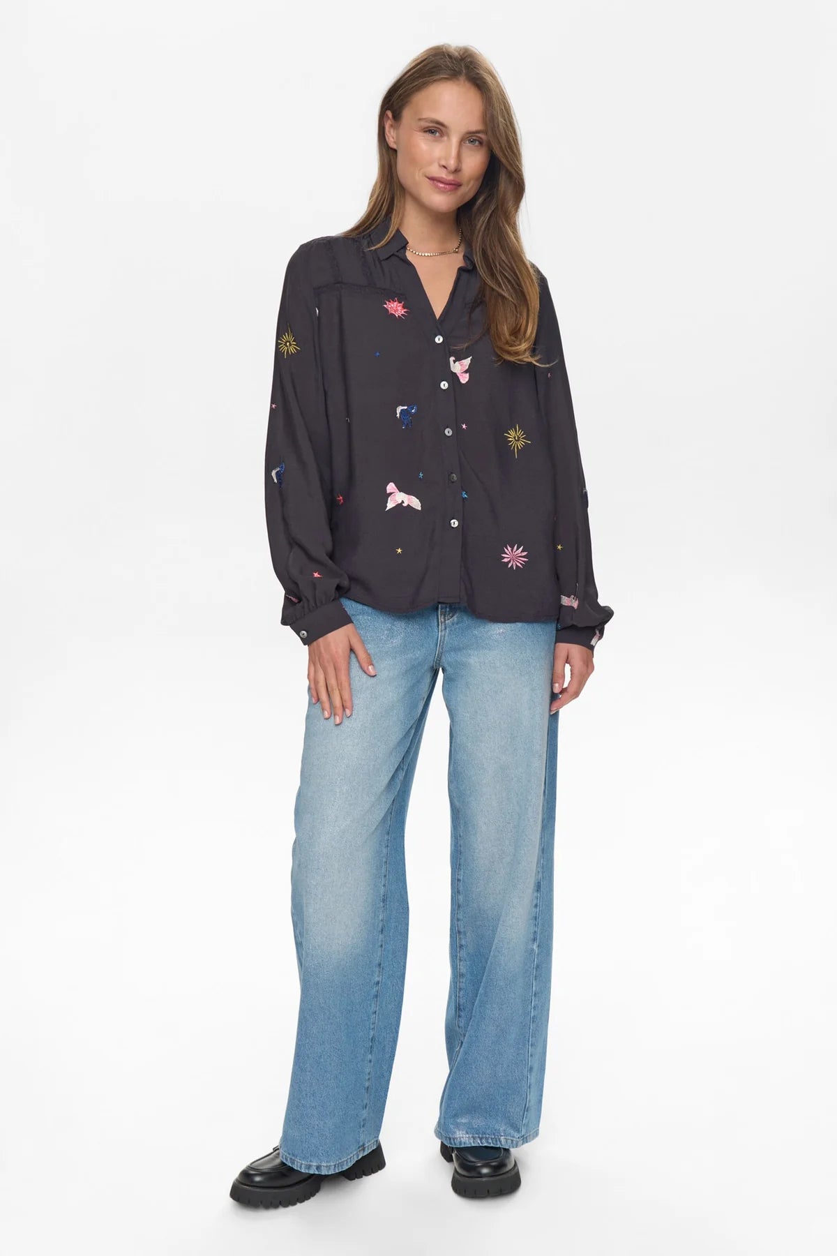 Numph Tekna Obsidian Embroidered Shirt