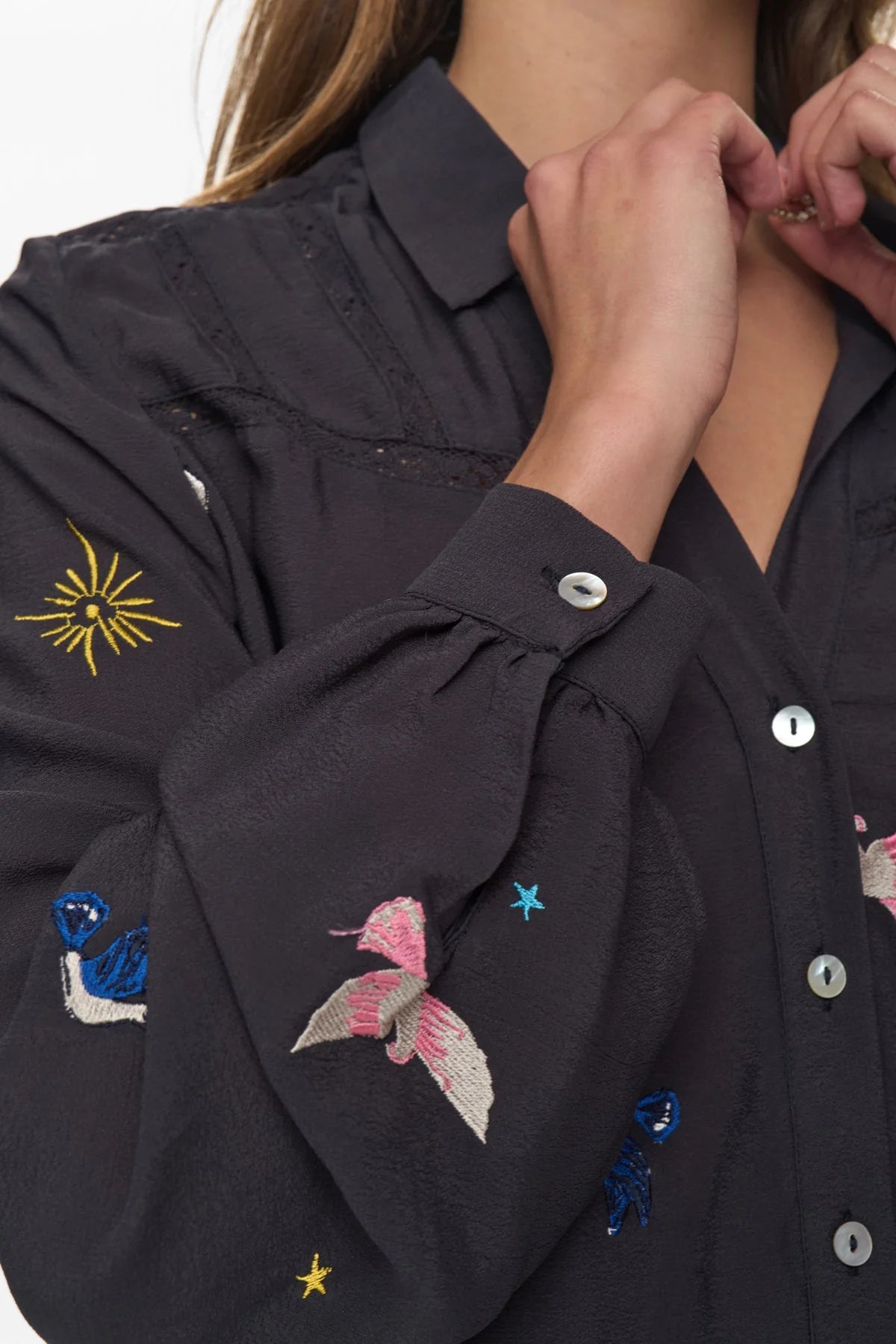 Numph Tekna Obsidian Embroidered Shirt