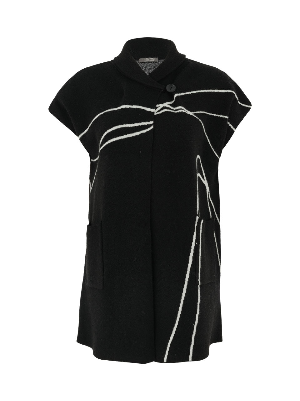 Dolcezza Black Knit Sleeveless Cardigan