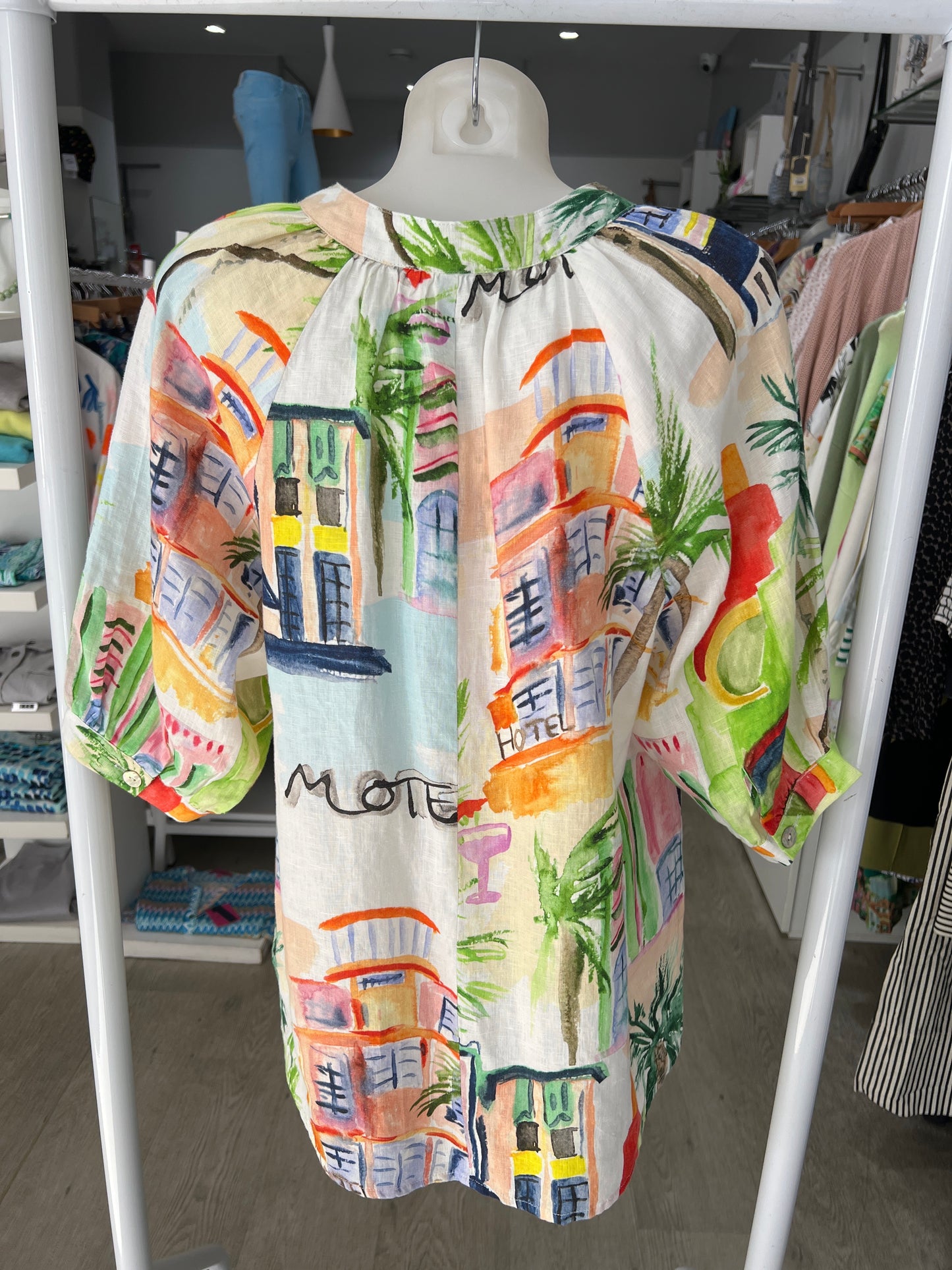 Kaleido Motel Print Linen Top