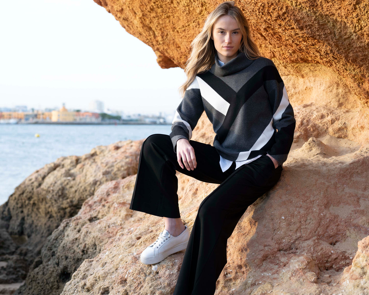 Marble Geometric Sweater