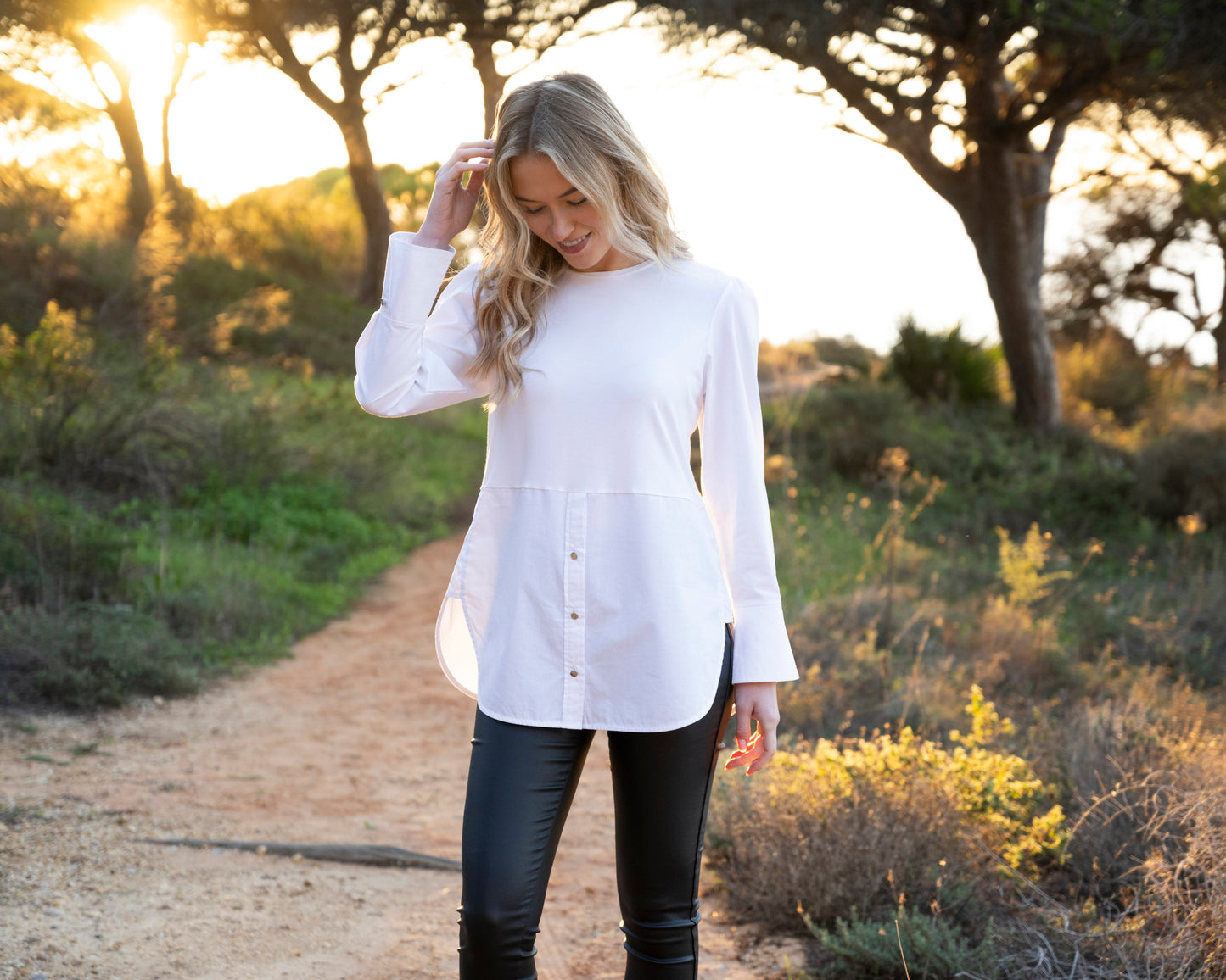 Marble White Long Blouse