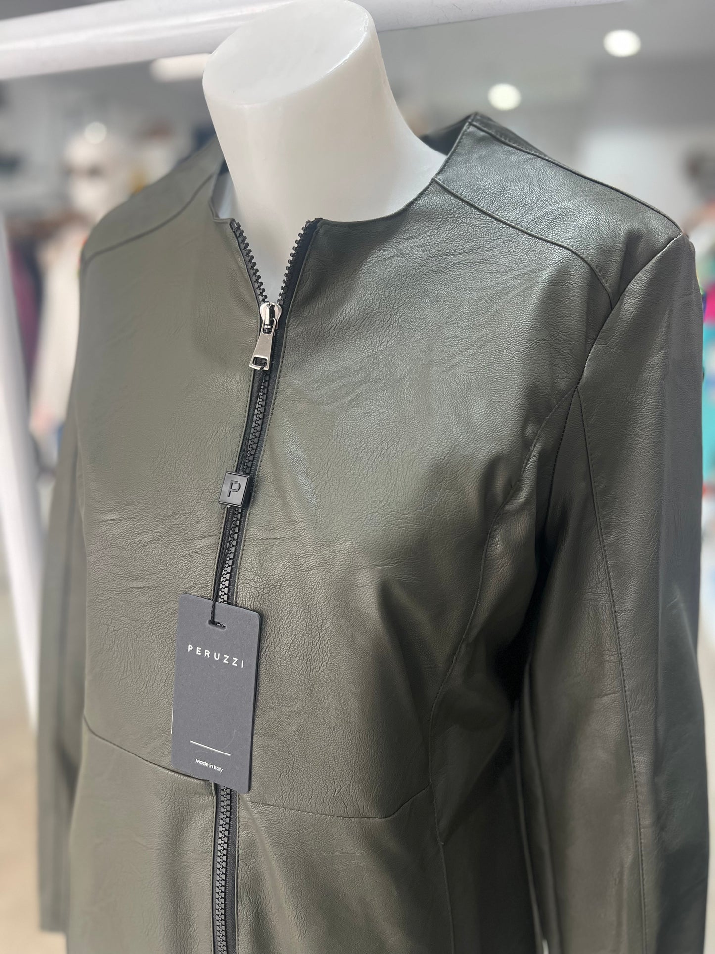Peruzzi Dark Green Pleather Jacket