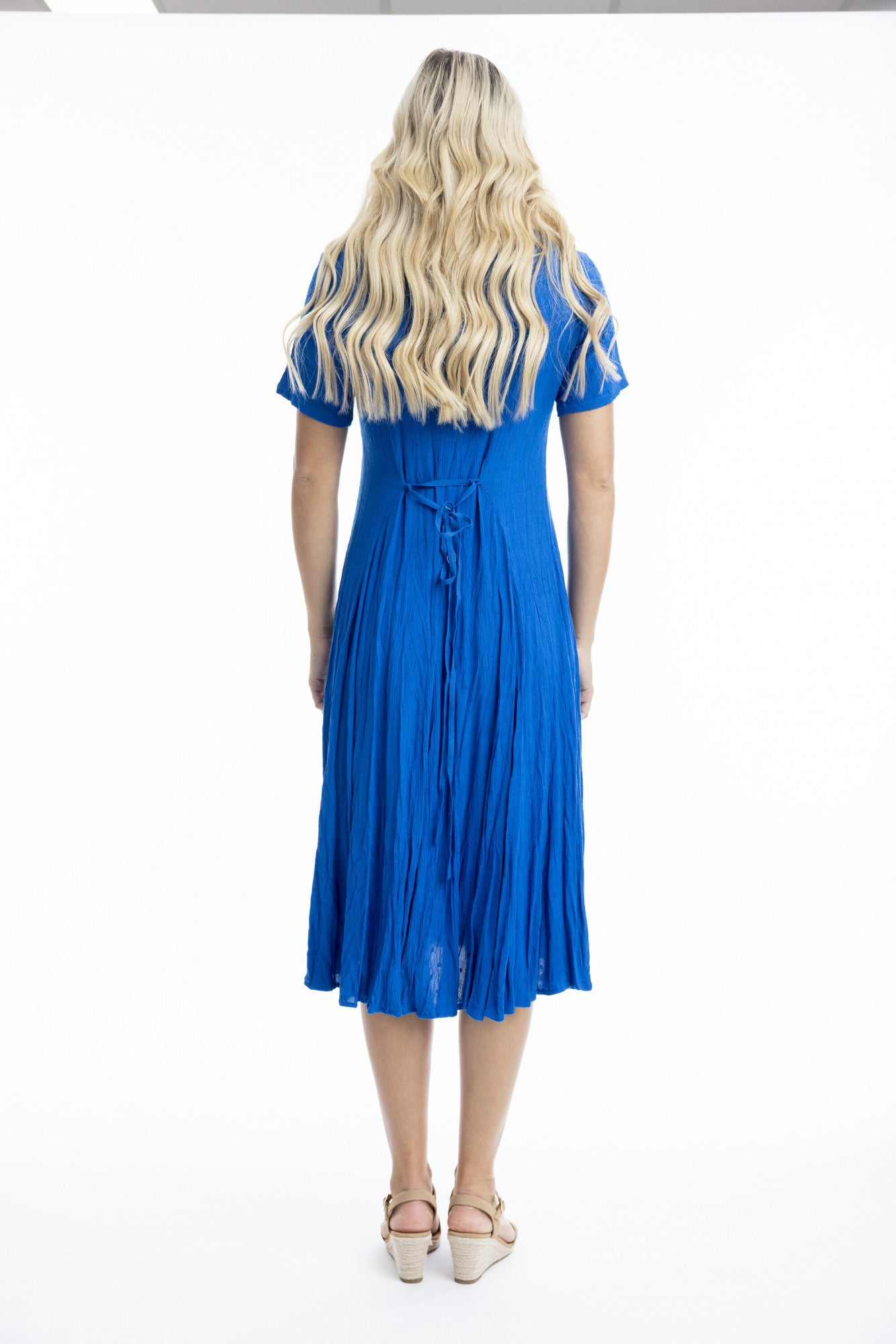 Orientique Rayon Dobby Electric Blue Dress