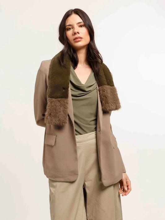 Loevenich Olive Green Faux Fur Scarf