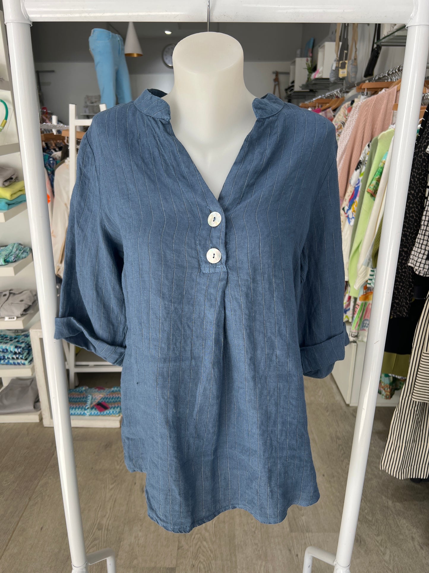 Deck by Decollage Stripe Linen Shirt