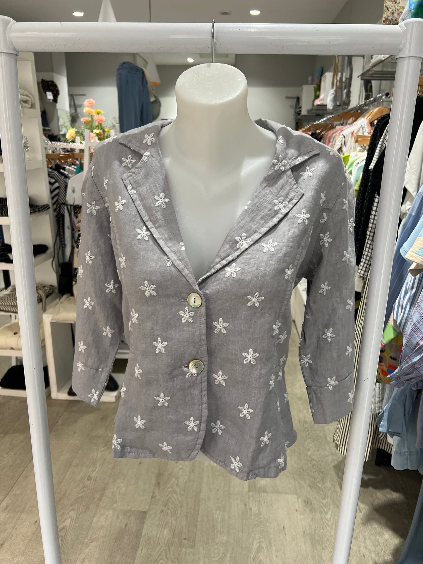 Blueberry Italia Embroidered Linen Jacket
