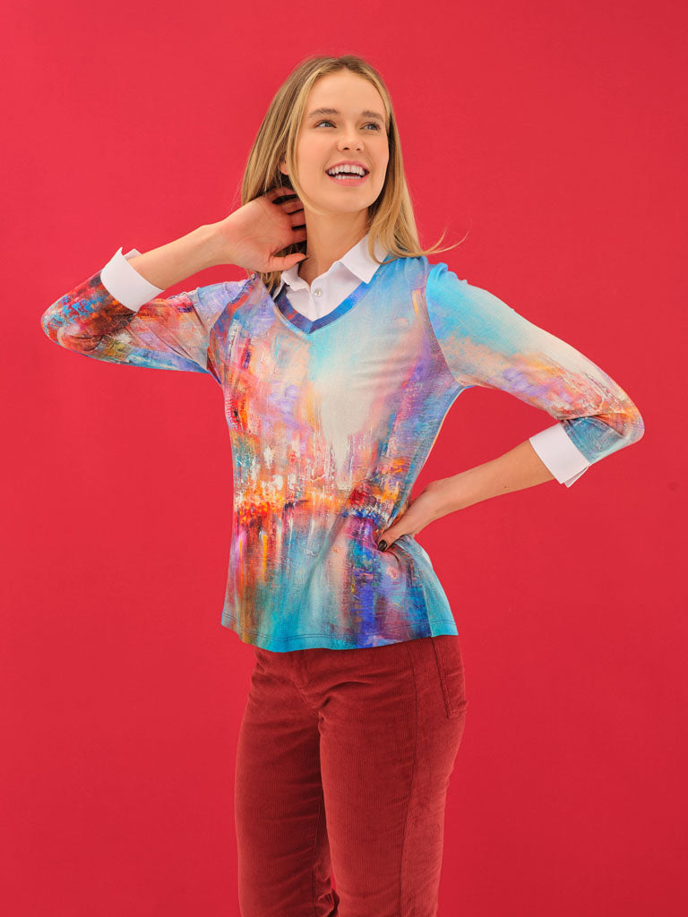 Dolcezza "The Blue City" Faux Shirt Top