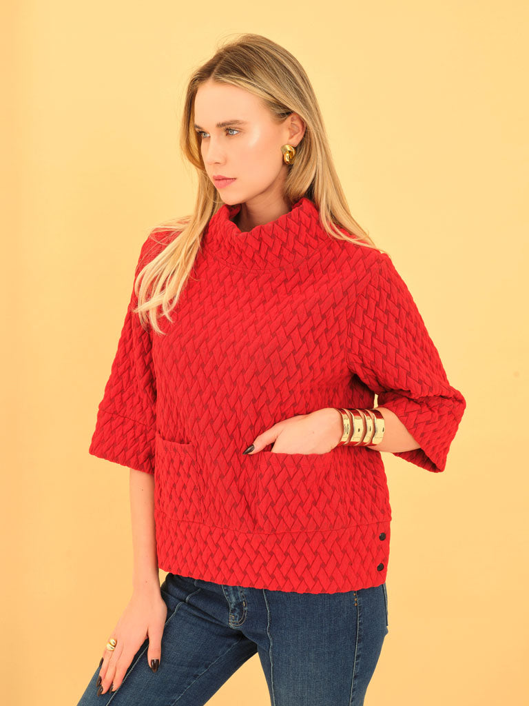 Dolcezza Red Basket Weave Jumper