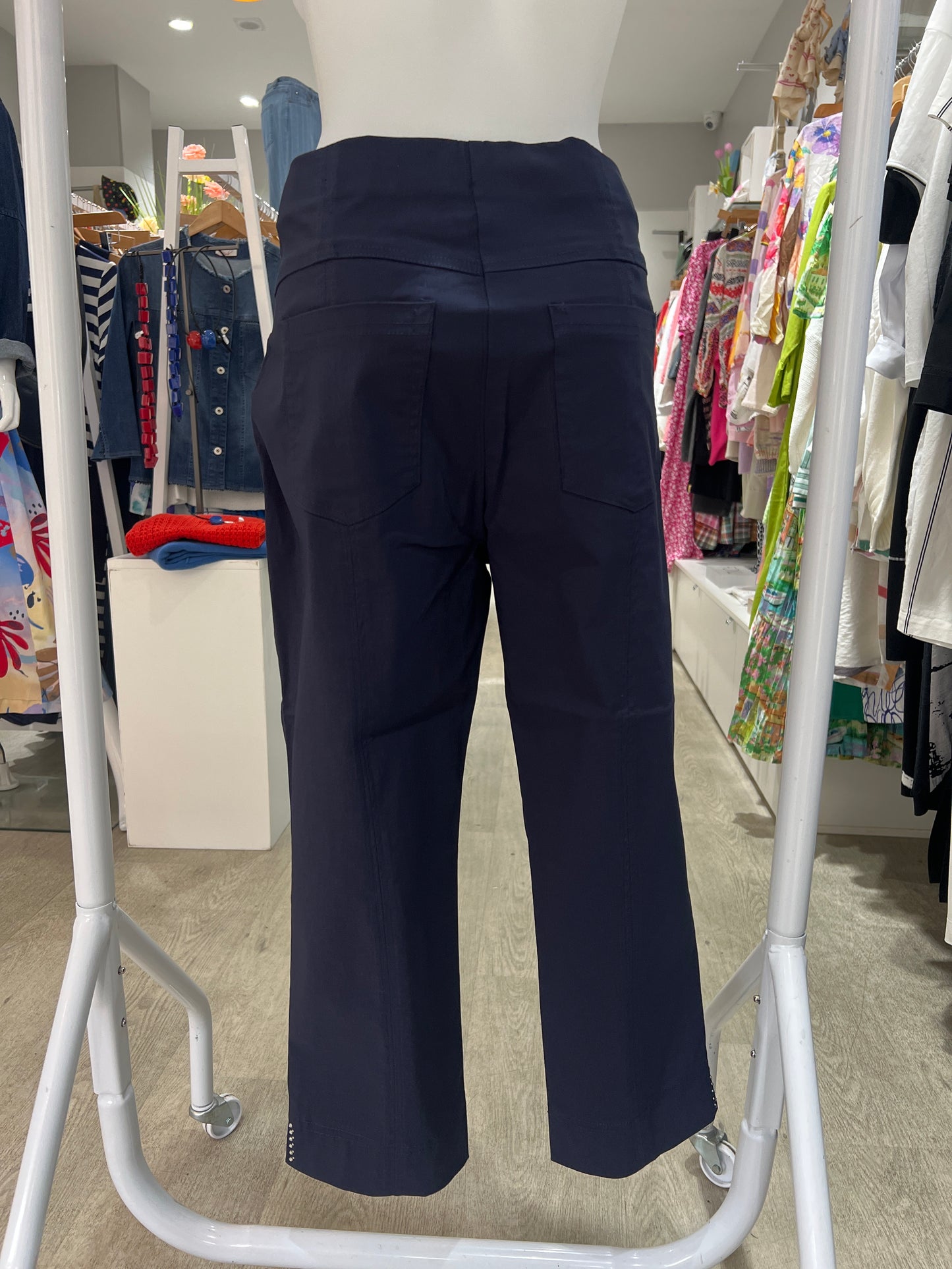 Pinns Navy Bengaline Diamante Trousers