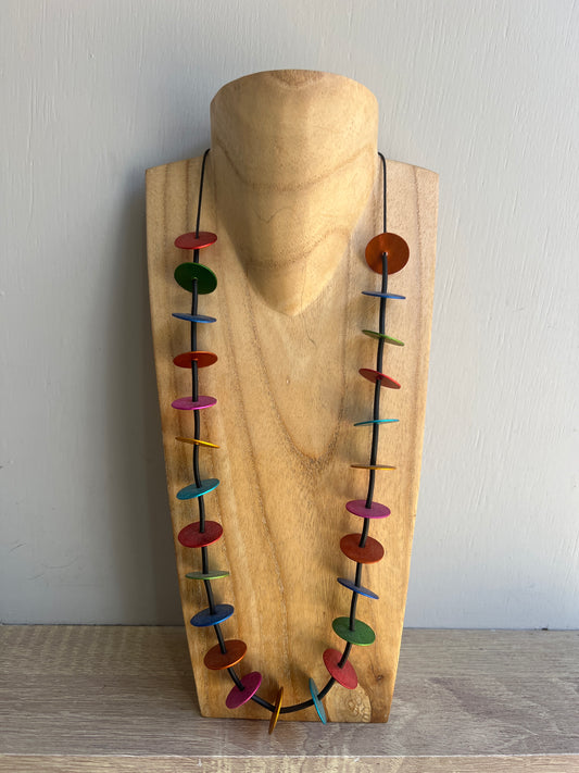 Oana Millet Long Multicoloured Disc Necklace