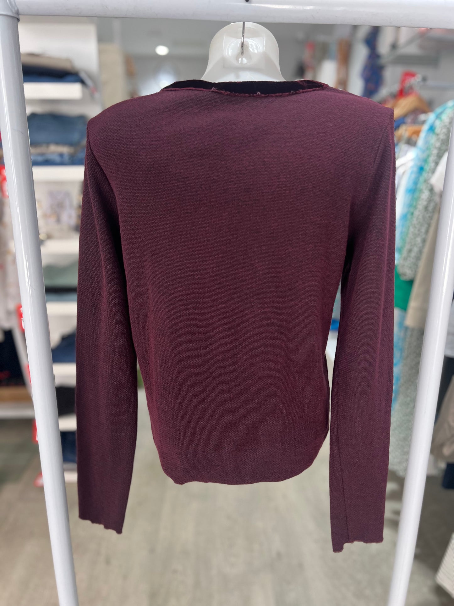 Cut Loose Crop Cardigan with Velvet Trim