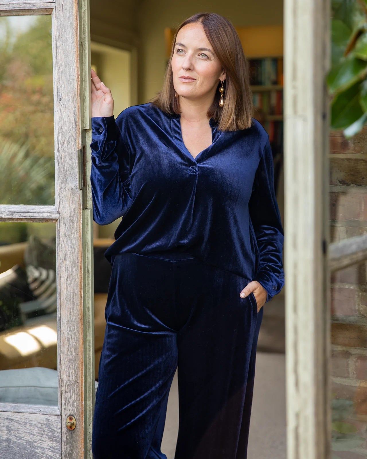 Chalk O/S Evie Velvet Trousers