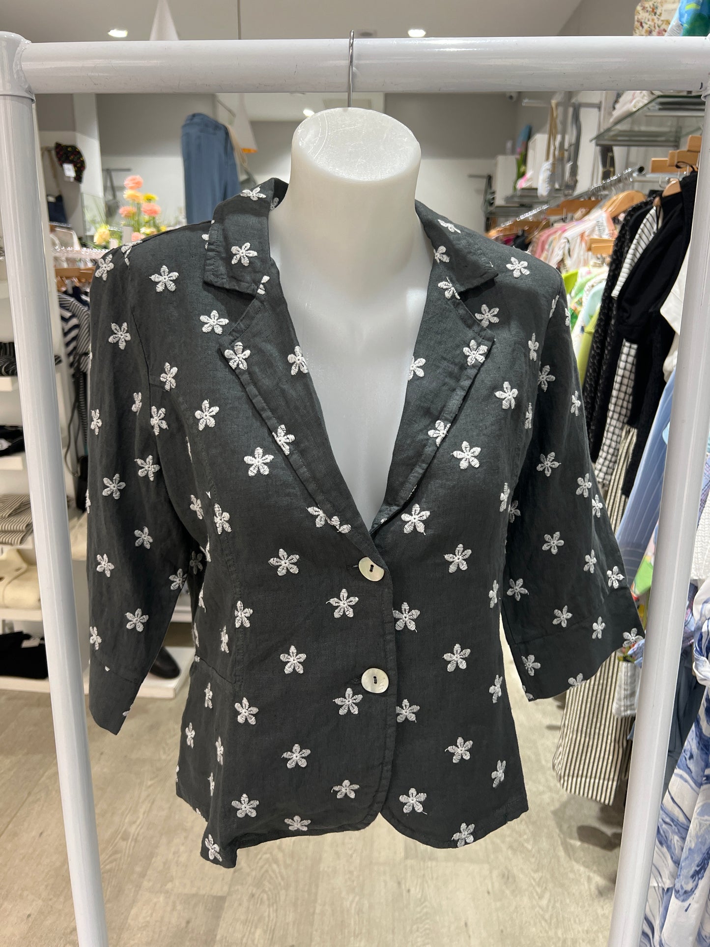Blueberry Italia Embroidered Linen Jacket