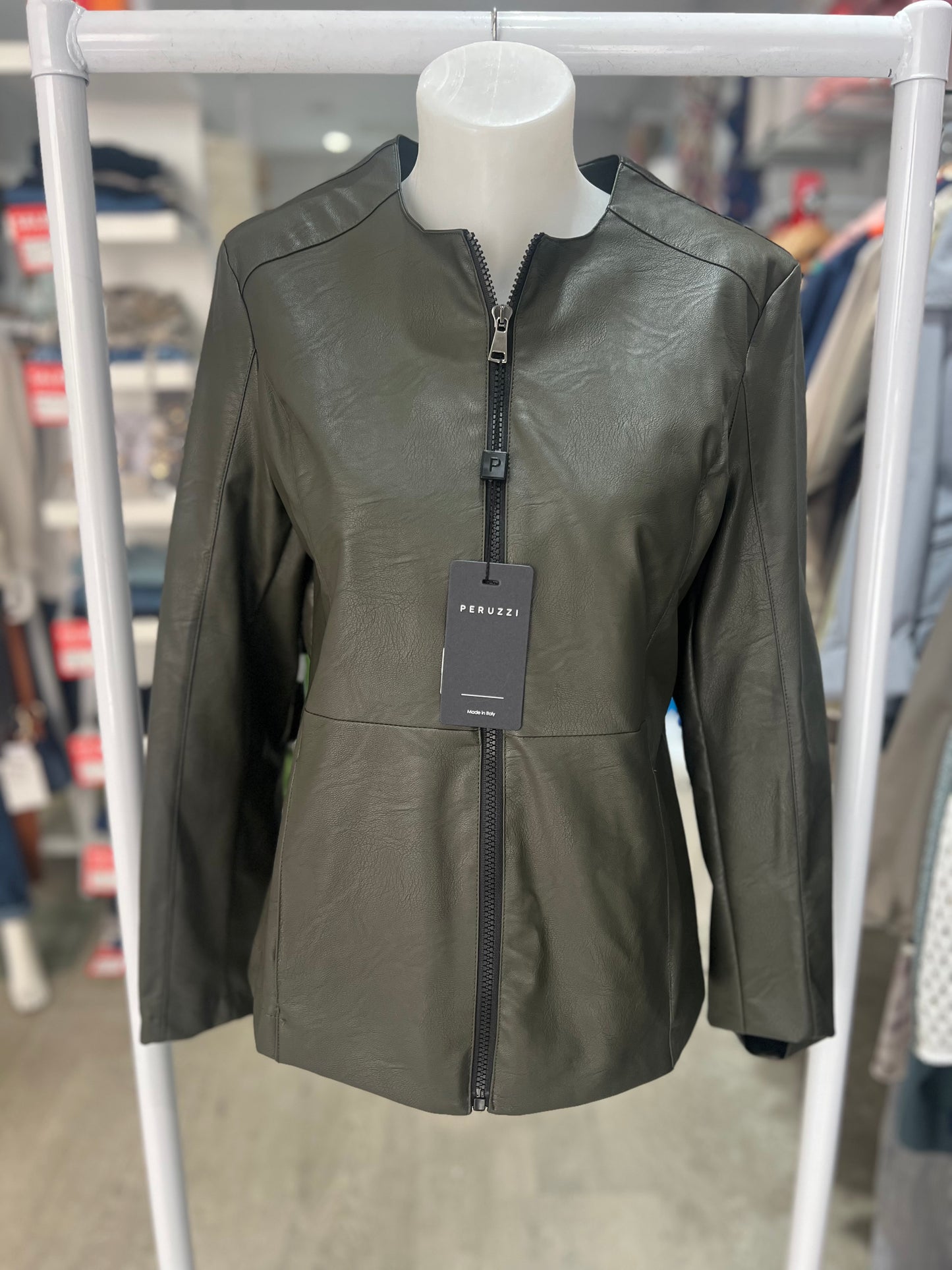 Peruzzi Dark Green Pleather Jacket