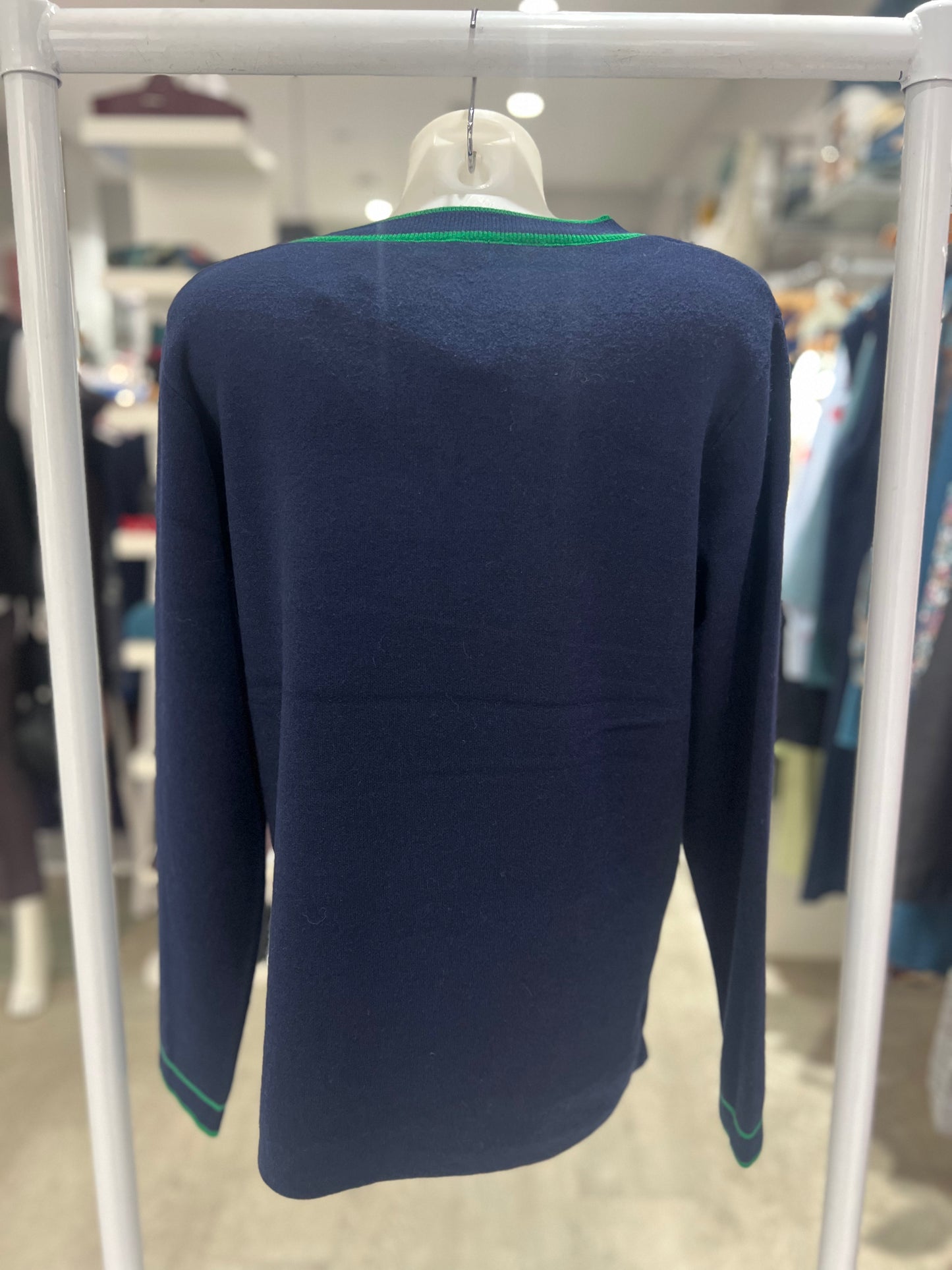 See Saw Navy/Green Pocket Sweater