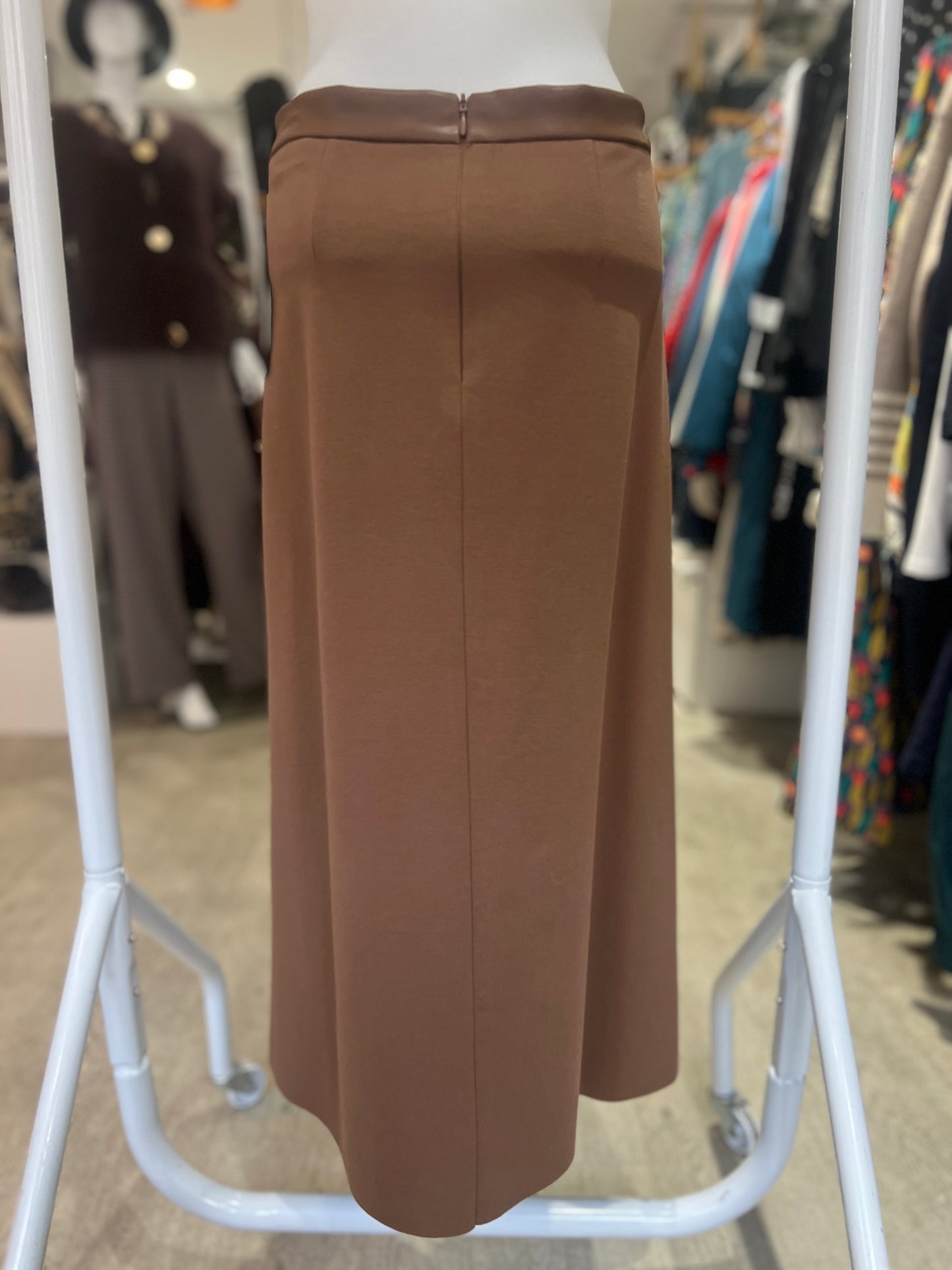 Peruzzi Pleather Panel Skirt - Tan