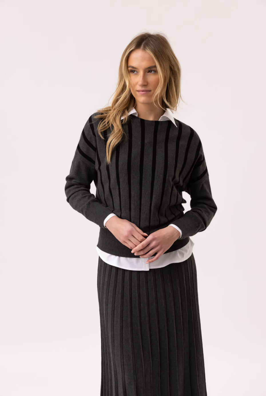 Marble Grey Stripe Sweater