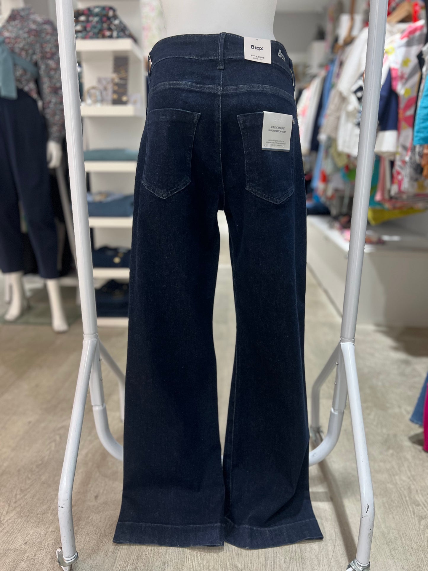 Brax Maine Wide Leg Dark Denim Trousers