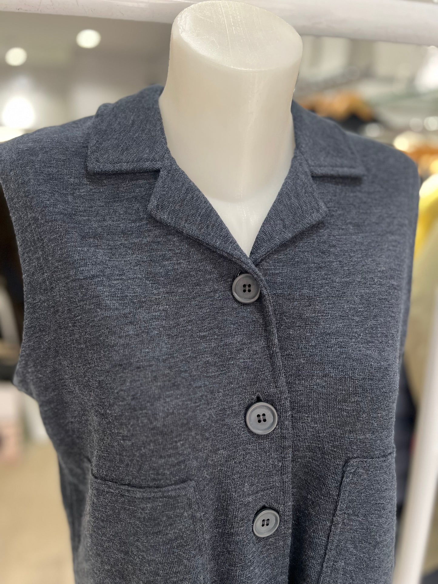 By Basics Merino Vest with Open Collar
