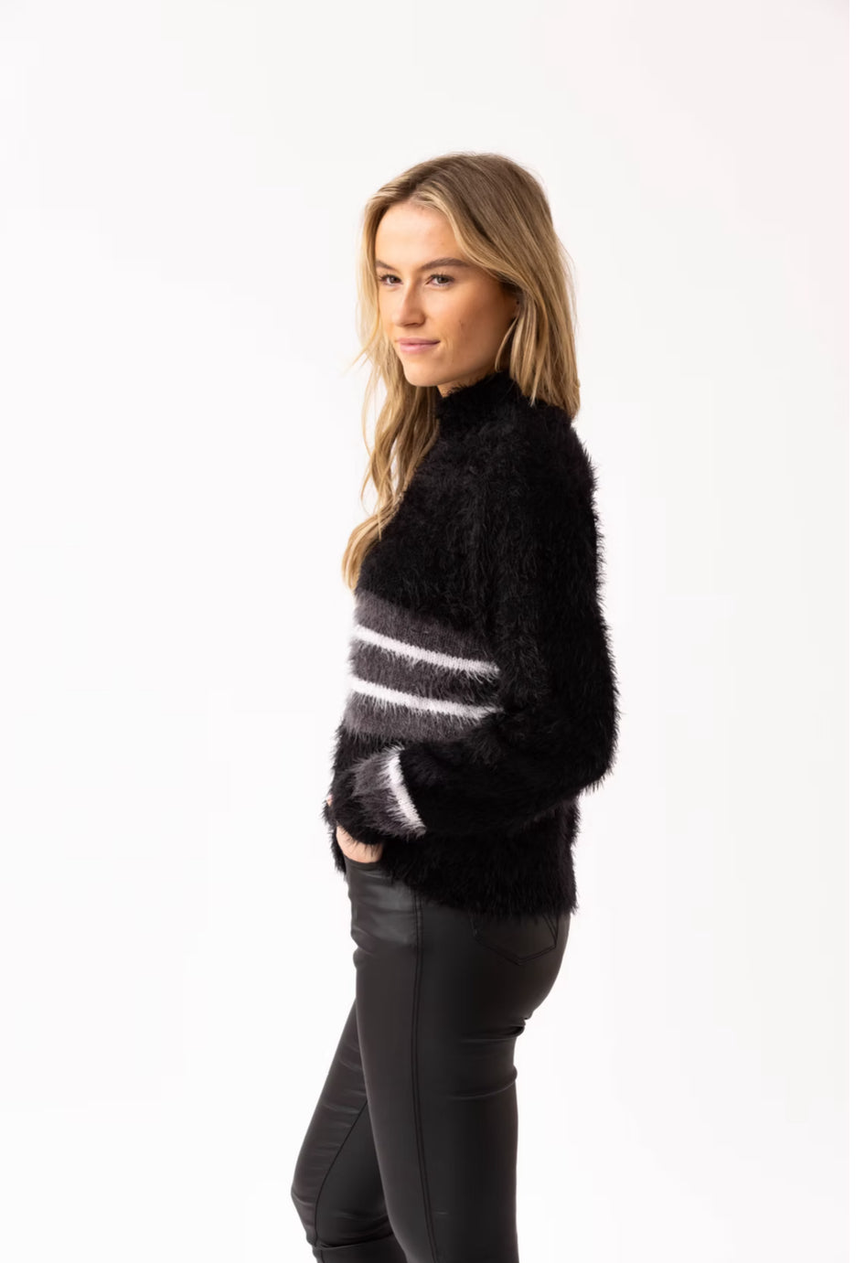 Marble Fuzzy Black Sweater