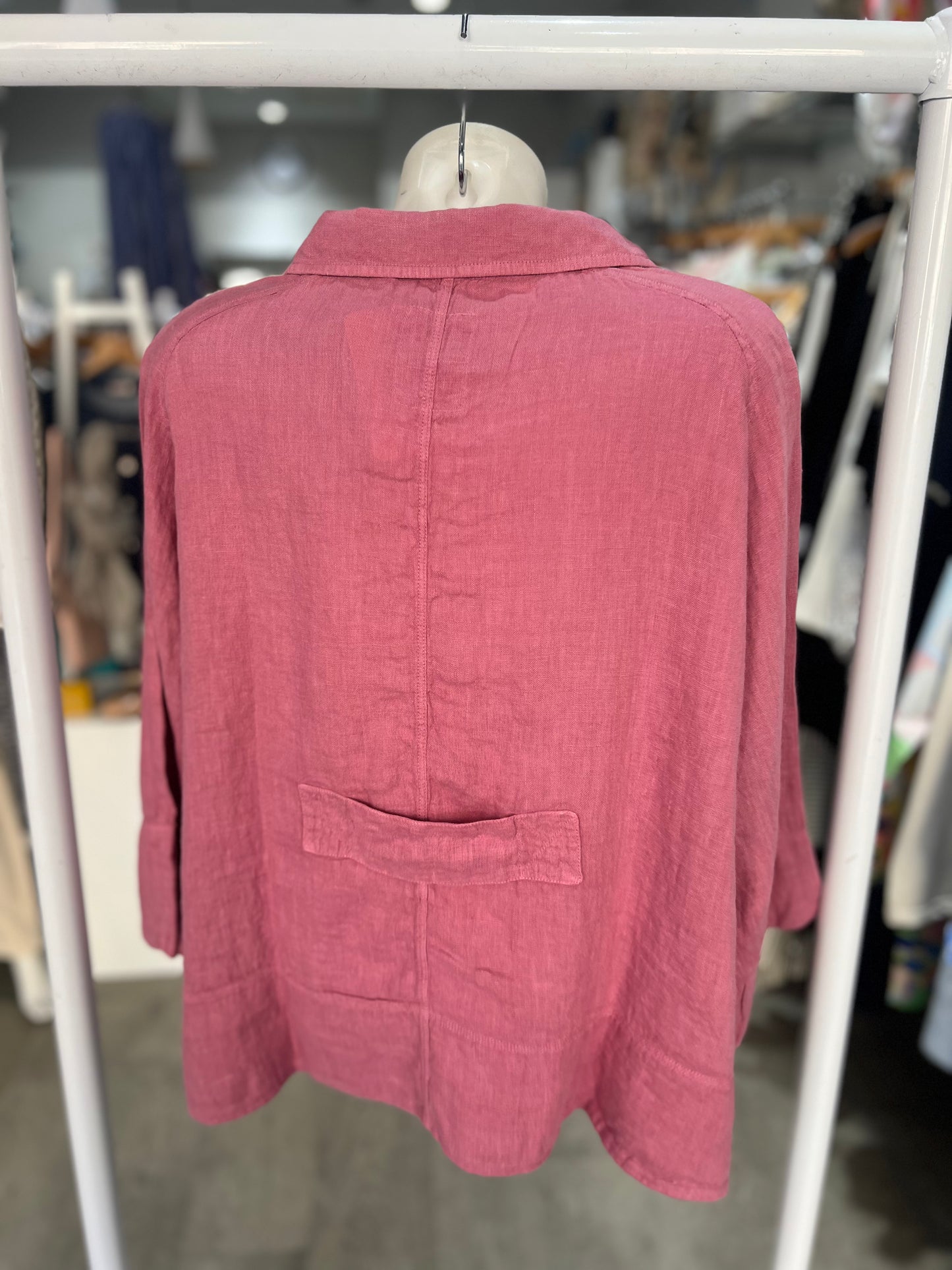 By Basics Linen Lab Coat Blouse - Dusty Camelia
