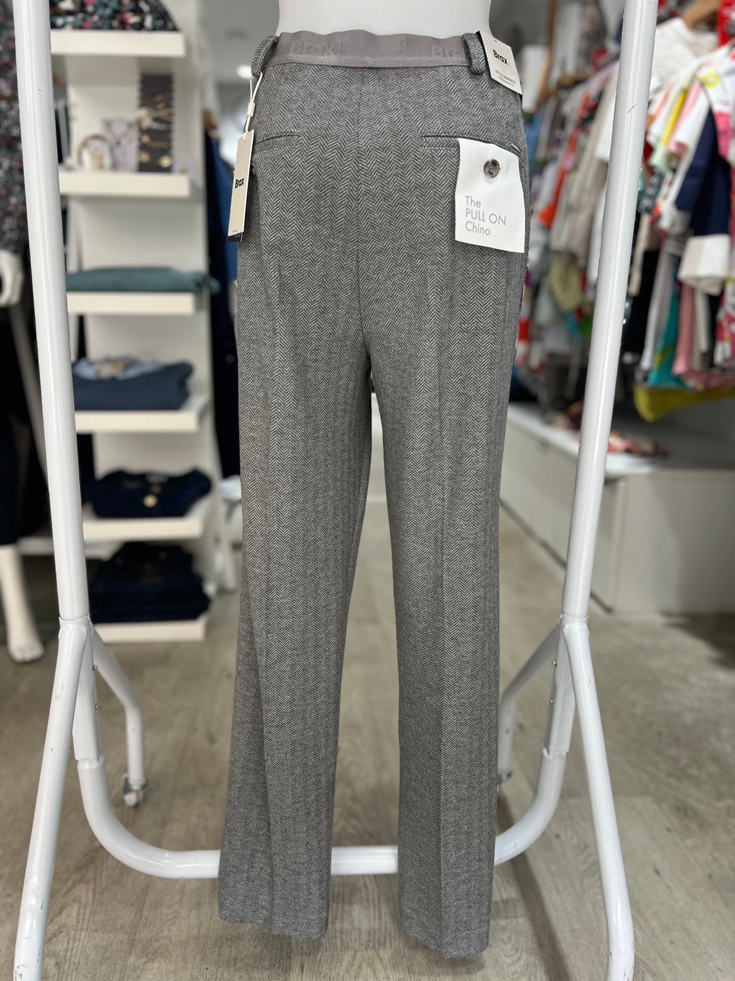 Brax Maron S Grey Herringbone Trousers