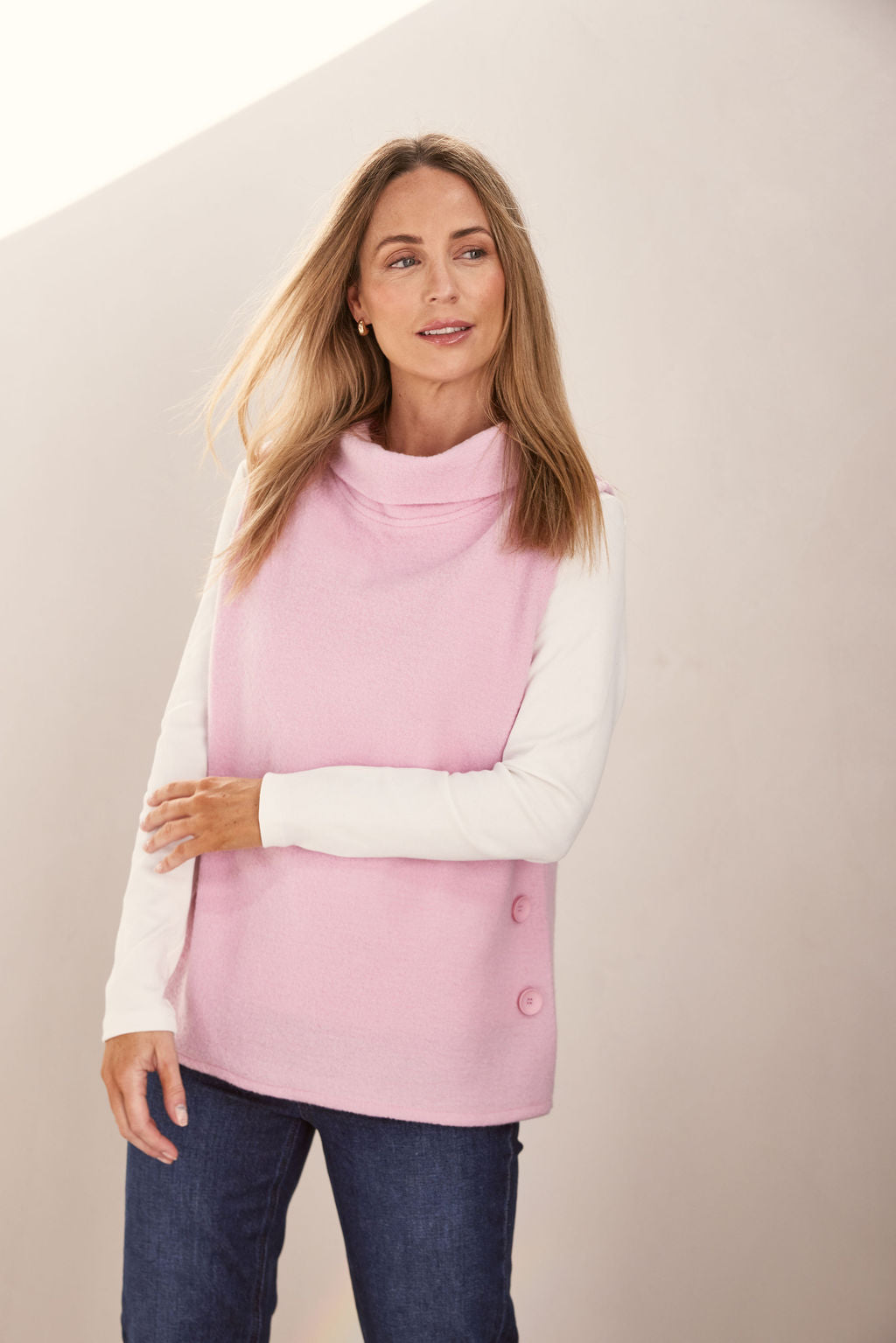 See Saw Boiled Wool Cowl Neck Vest