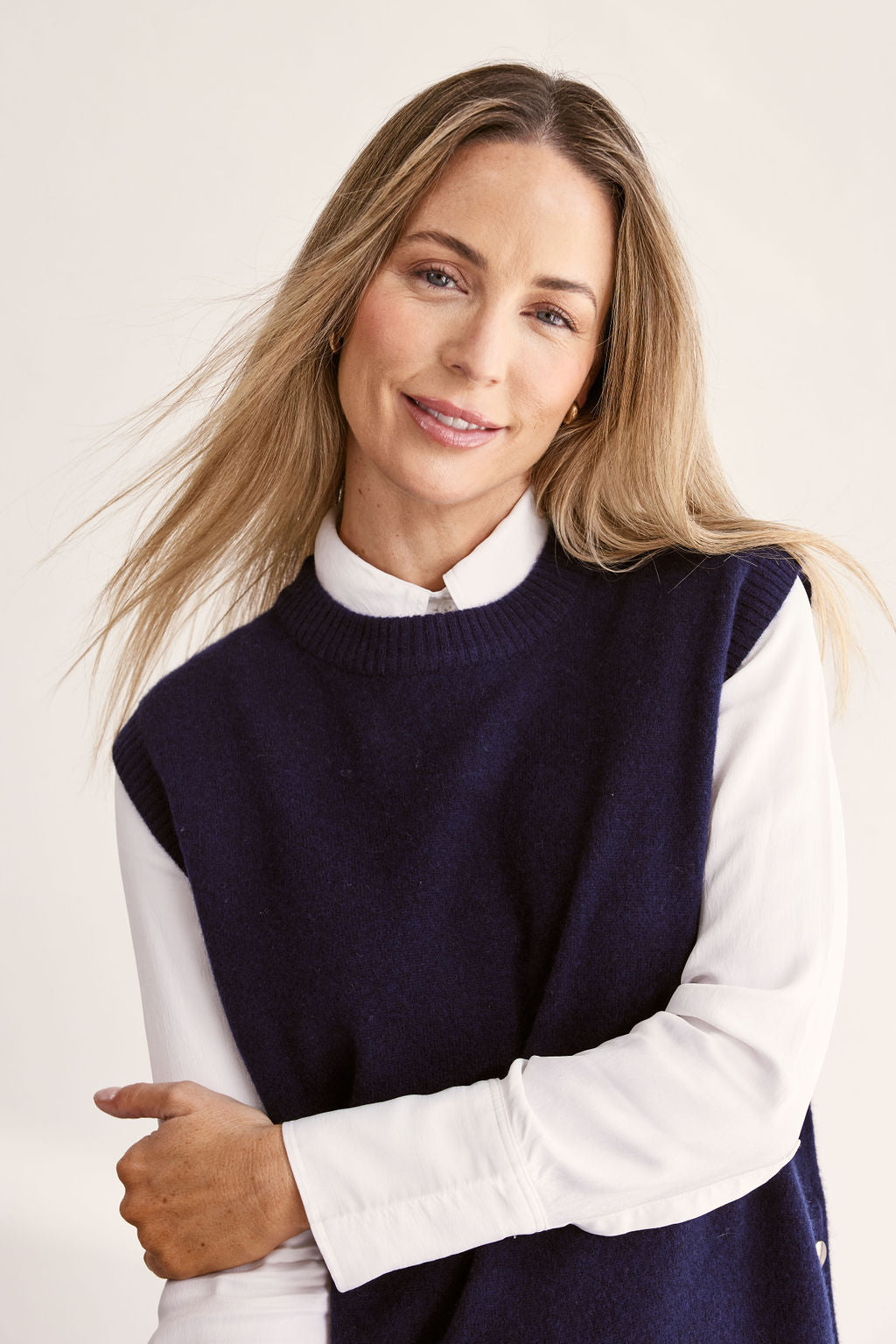 See Saw Navy Side Button Vest