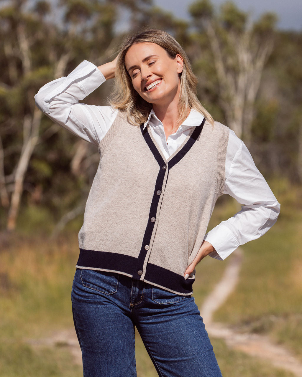 See Saw Navy Merino Knitted Vest