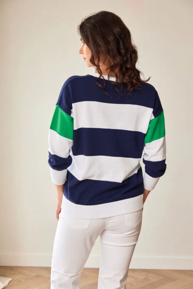 Peruzzi Stripe V Neck Jumper