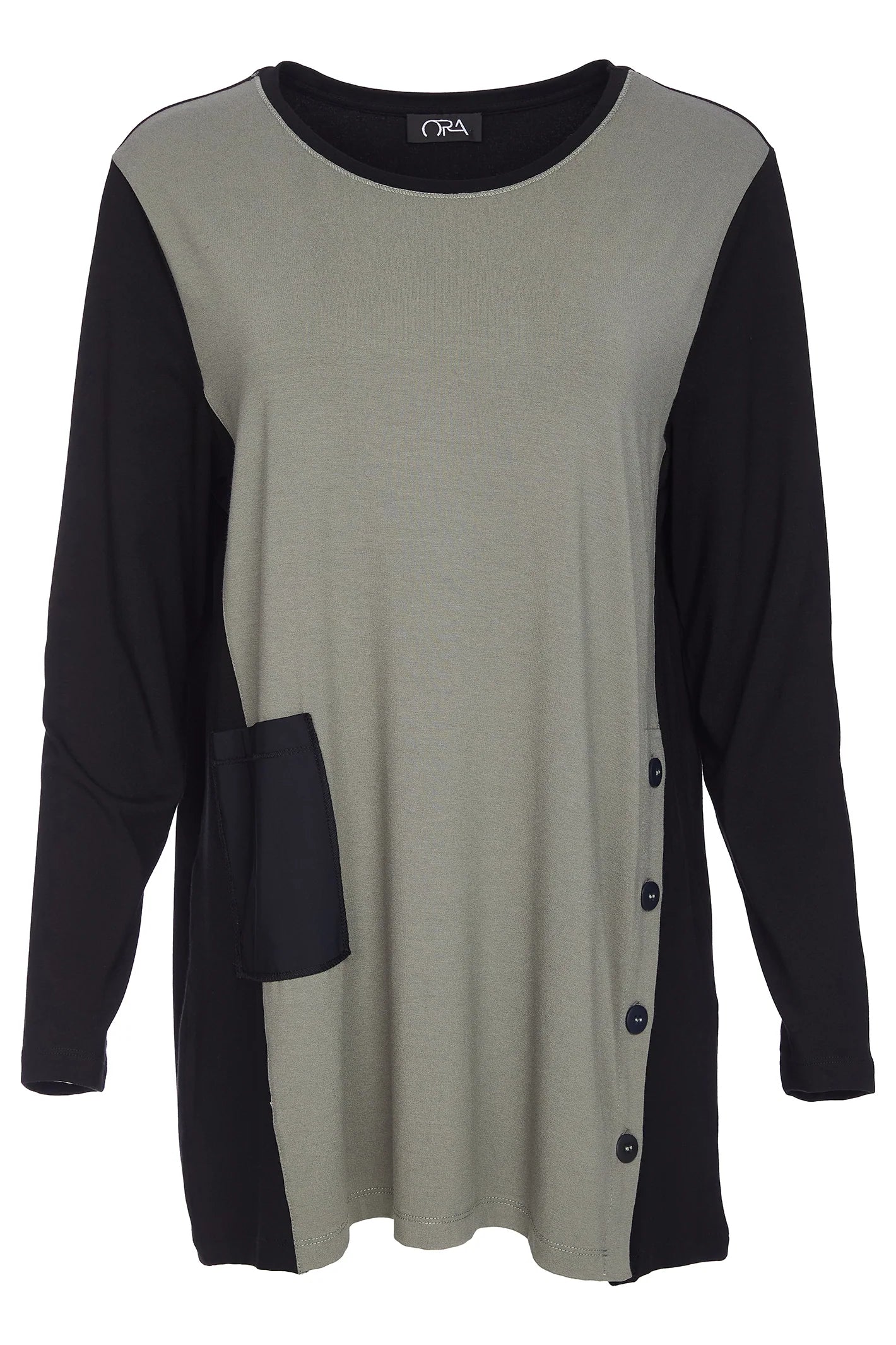 ORA Long Tunic with Contrast Panel