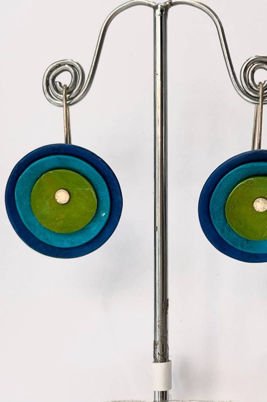 Oana Millet Blue and Green Circle Earrings
