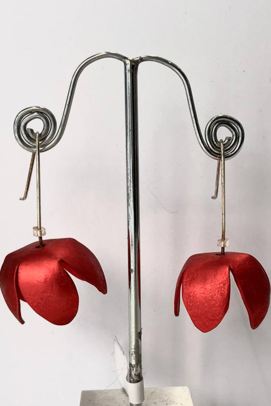 Oana Millet Red Flower Earrings