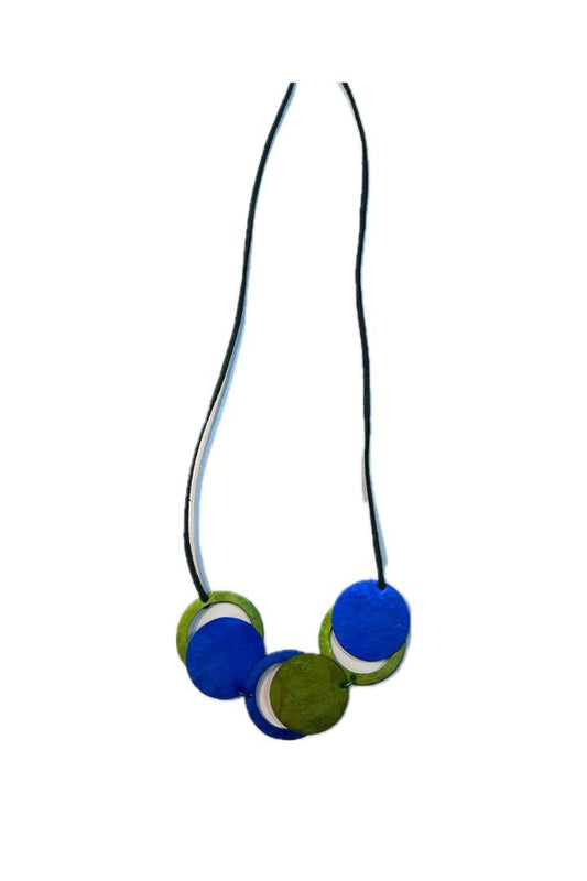 Oana Millet Round Green And Blue Necklace