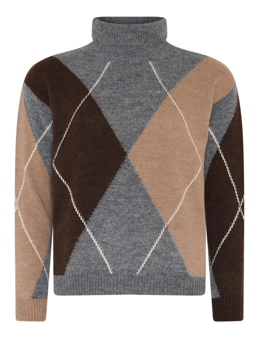 Skovhuus Roll-neck Argyle Sweater