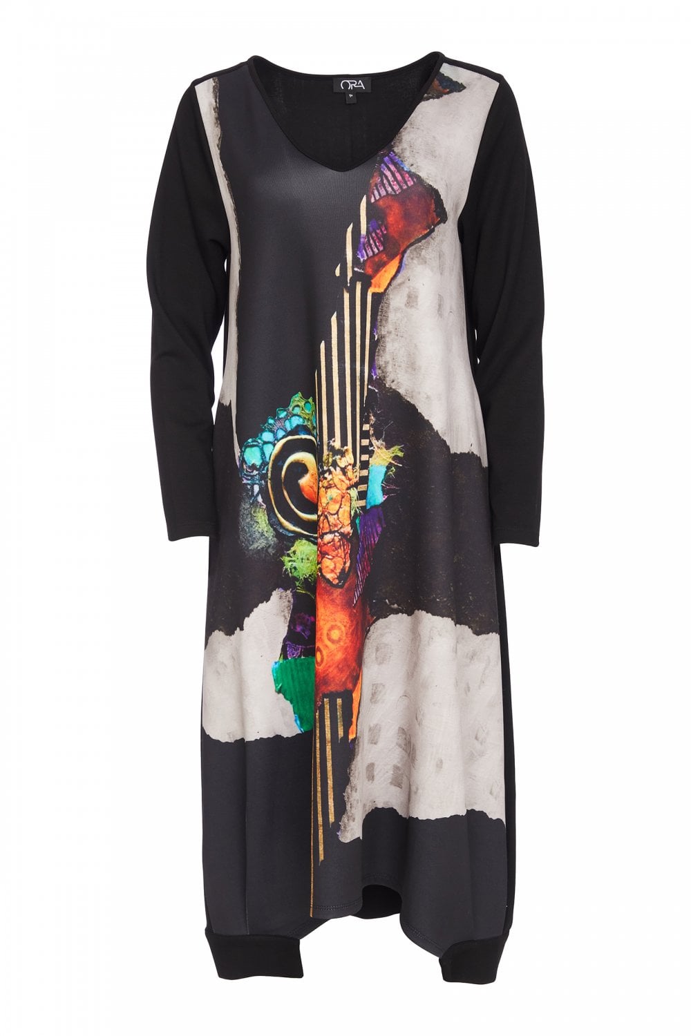 ORA V-Neck Maxi Dress with Print Front