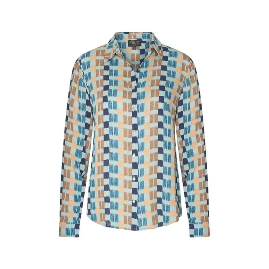 Zilch Abstract Sage Printed Blouse